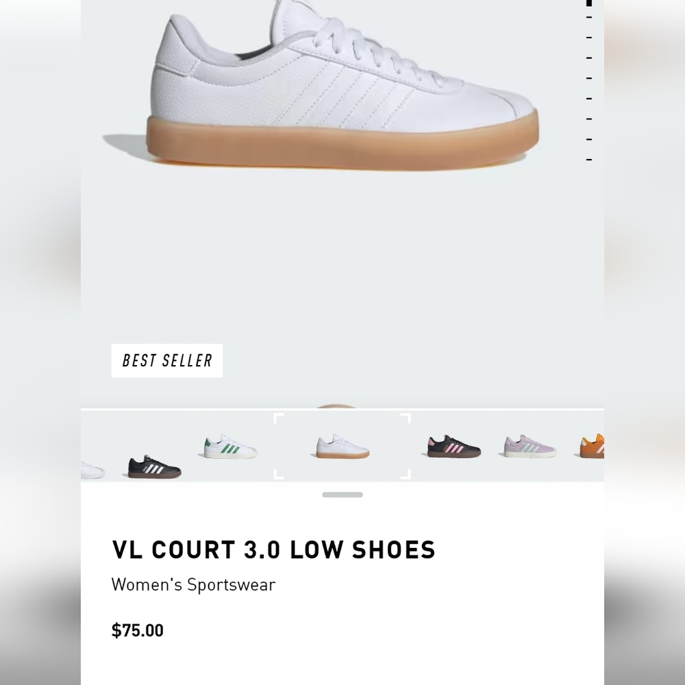 adidas Women’s White Sneakers with Gum Sole - Picture 7 of 7